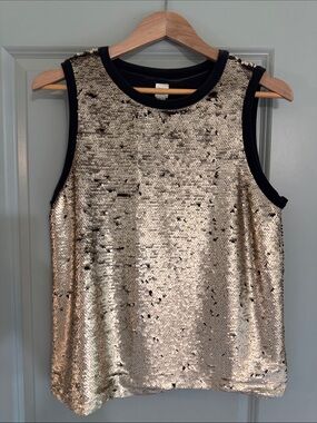 GAP Gold Sequin Tank with Black Trim